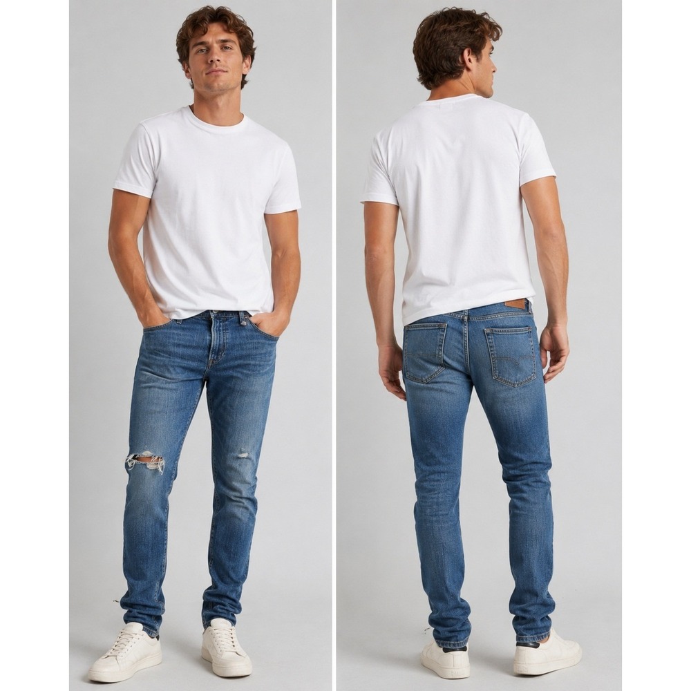 Lucky Brand Jeans Mens 31 Blue Distressed Slim Fit 121 Heritage Denim
